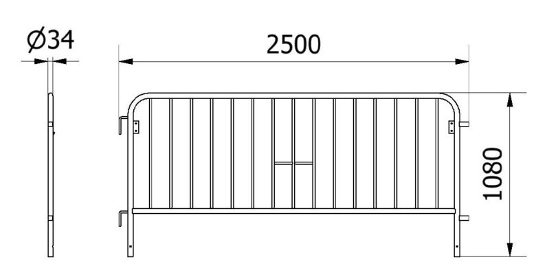 Absperrgitter universal technische Zeichnung