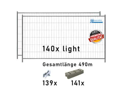 Bauzaun Paket light 140 Stk und Betonfüßen 490m