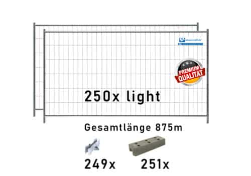 Bauzaun Paket light 250 Stk und Betonfüßen 875m