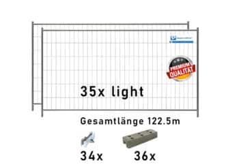 Bauzaun Paket light 35 Stk und Betonfüßen 122,5m