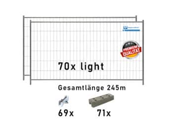 Bauzaun Paket light 70 Stk und Betonfüßen 245m