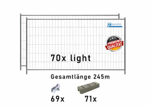 Bauzaun Paket light 70 Stk und Betonfüßen 245m