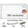 Bauzaun Paket economy mit KP30 und Betonfüßen 105m