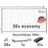 Bauzaun Set / Paket economy mit KP30 und Kunststofffüßen 105m