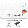 Bauzaun Set / Paket classic 2 20 Stk und Kunststofffüßen 70m