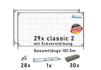 Bauzaun Paket Set 29 Stück mit Betonfüssen