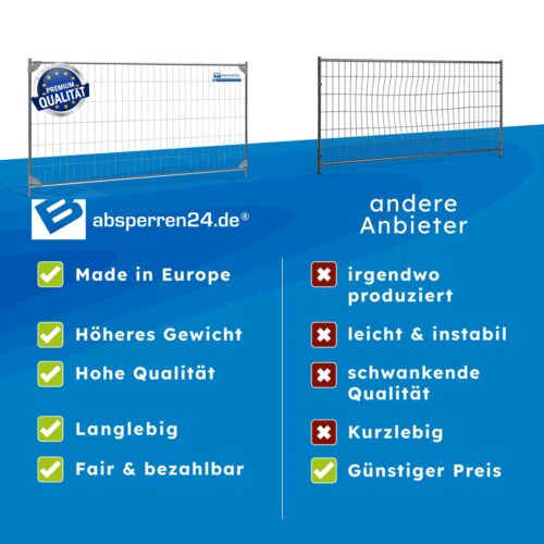 Bauzaun classic 2 mit Eckverstärkung 12 Vergleich classic 2 mit Eckverstärkung
