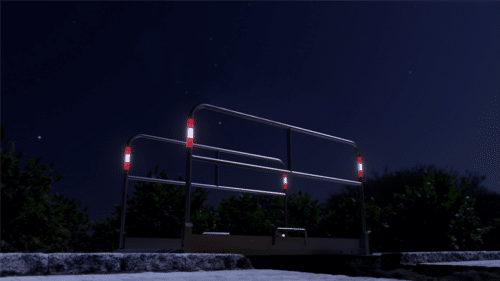 Grabenbrücke bei Nacht, Reflektionsfolie im Einsatz