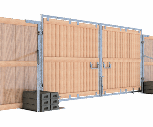 Holzbauzaun mit Tor und Ballastierung