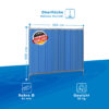 Blauer Zaun mit Abmessungen und Gewicht