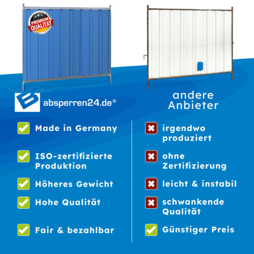 Vergleich von Bauzäunen und Qualität